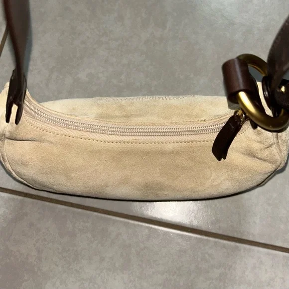 Escada Leather Trim Suede Shoulder Bag - Picture 11 of 15